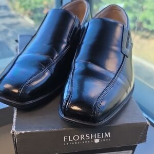 Florsheim Boy's Glossy Black Leather Loafers